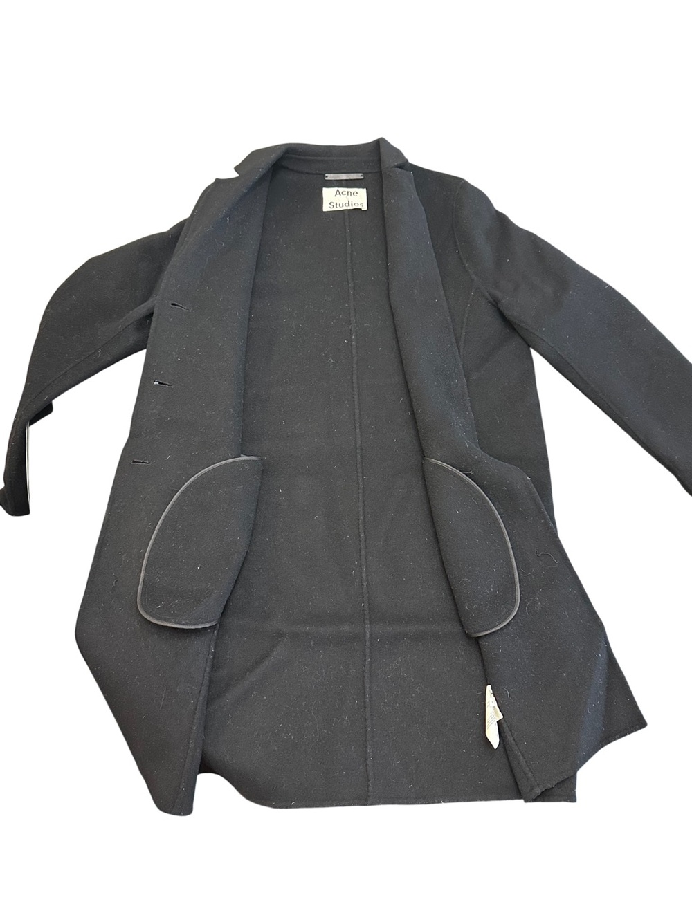 ACNE STUDIOS Black Wool Cashmere Elsa Doublé Overcoat Long Coat - Size 36 / US S - Picture 3 of 8